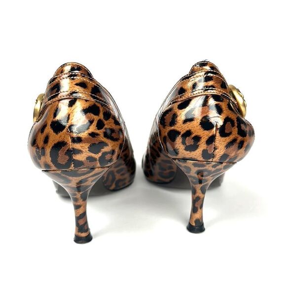 Stuart Weitzman Patent Leather Leopard Animal Print Peep Toe Pumps 6 1/2 - Picture 8 of 15